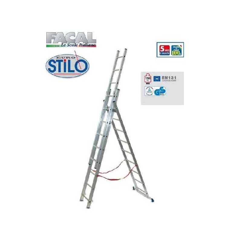 Buy Scala alluminio Facal Stilo SL-200 trasformabile a tre rampe gradini 7 + 7 + 7 con barra stabilizzatrice 