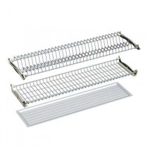 Scolapiatti in acciaio cromato con vaschetta raccoglie gocce in PVC cm 86x27   - E’ realizzato in resistente metallo cromato per
