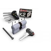 Securemme K2 cilindro di sicurezza a 20 spine cromo satinato 5 chiavi padronali + 1 da cantiere 30x30mm SECUREMME  - Securemme K