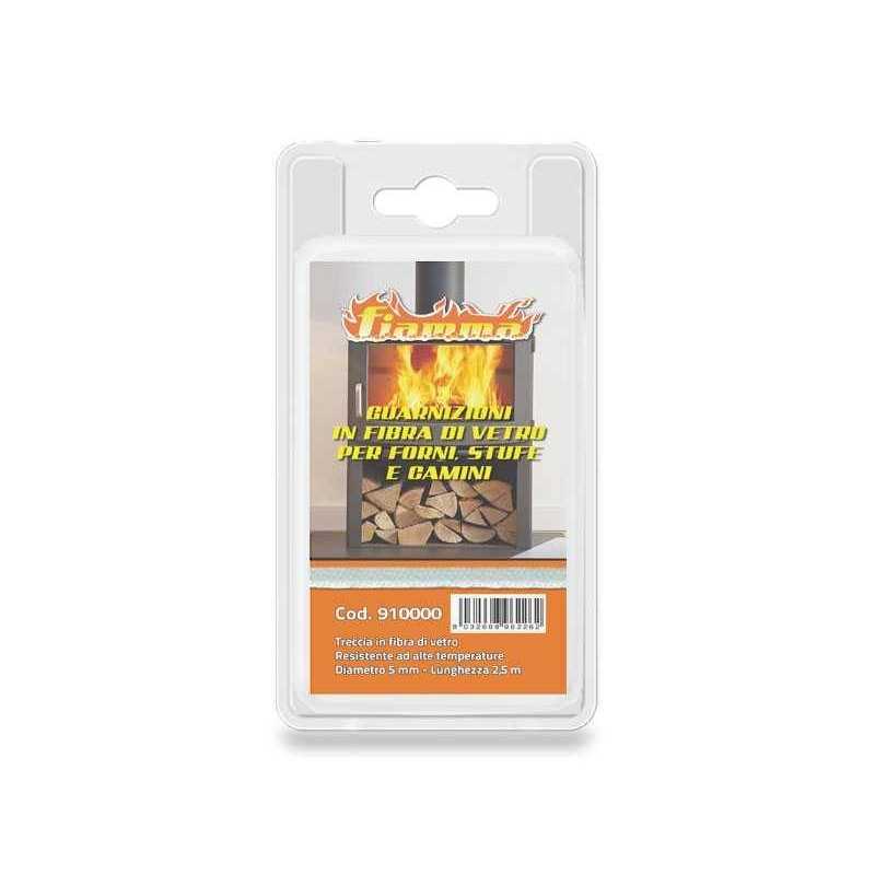 Guarnizione di tenuta per vetro stufa camino Ø 8 mm in fibra di vetro resistente al calore, lunghezza 2,5 metri - Guarnizione Guarnizione di tenuta per vetro stufa camino Ø 8 mm in fibra di vetro resistente al calore, lunghezza 2,5 metri - Guarnizione