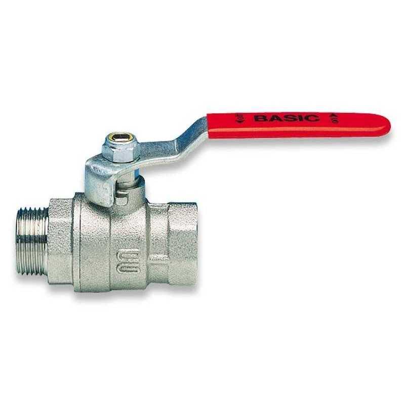 VALVOLA SFERA OTTONE LEVA ROSSA M/F 1" - 