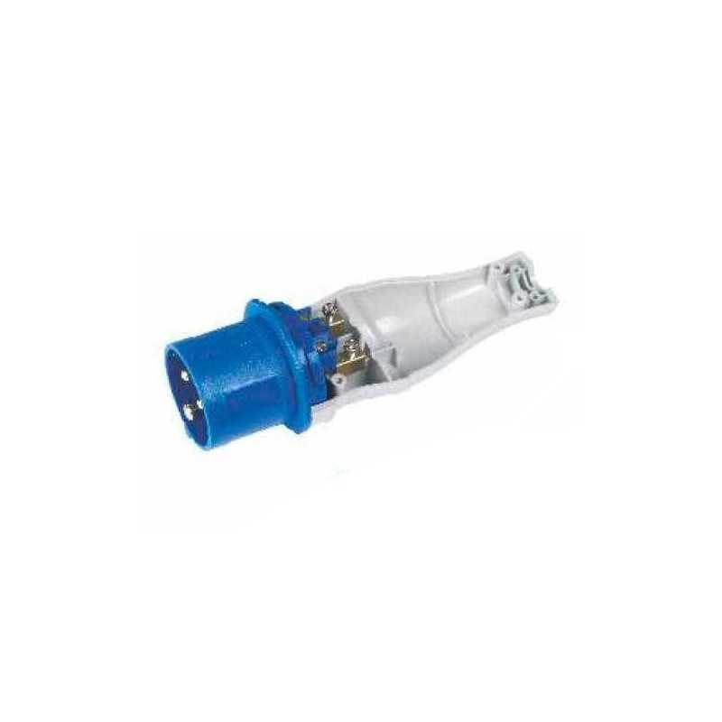 Buy Adattatore industriale Blu 16A 2P+T IP44 per cablare a scomparsa una presa schuko pressofusa 2 poli senza terra 