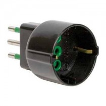 Adattatore schuko presa tedesca 16A spina 10A NERO 82121 FANTON - Adattatore semplice spina italiana 2P+T 10A presa italo/tedes