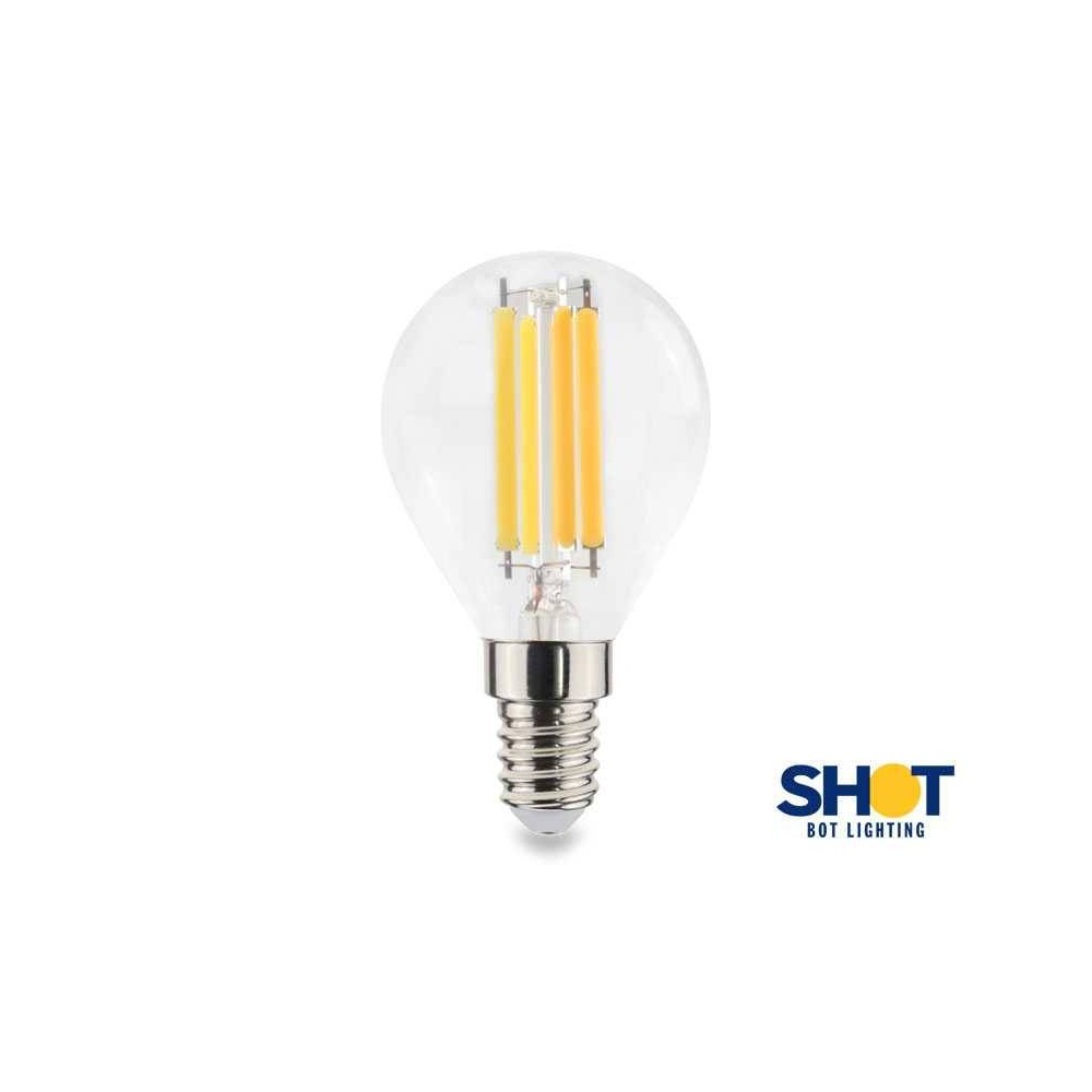 LAMPADA LED SFERA FILAMENTO E14 6W - 60W - SFERA LED STICK 220-240V Lampada a led a forma di sfera diametro 45mm, altezza 80mm